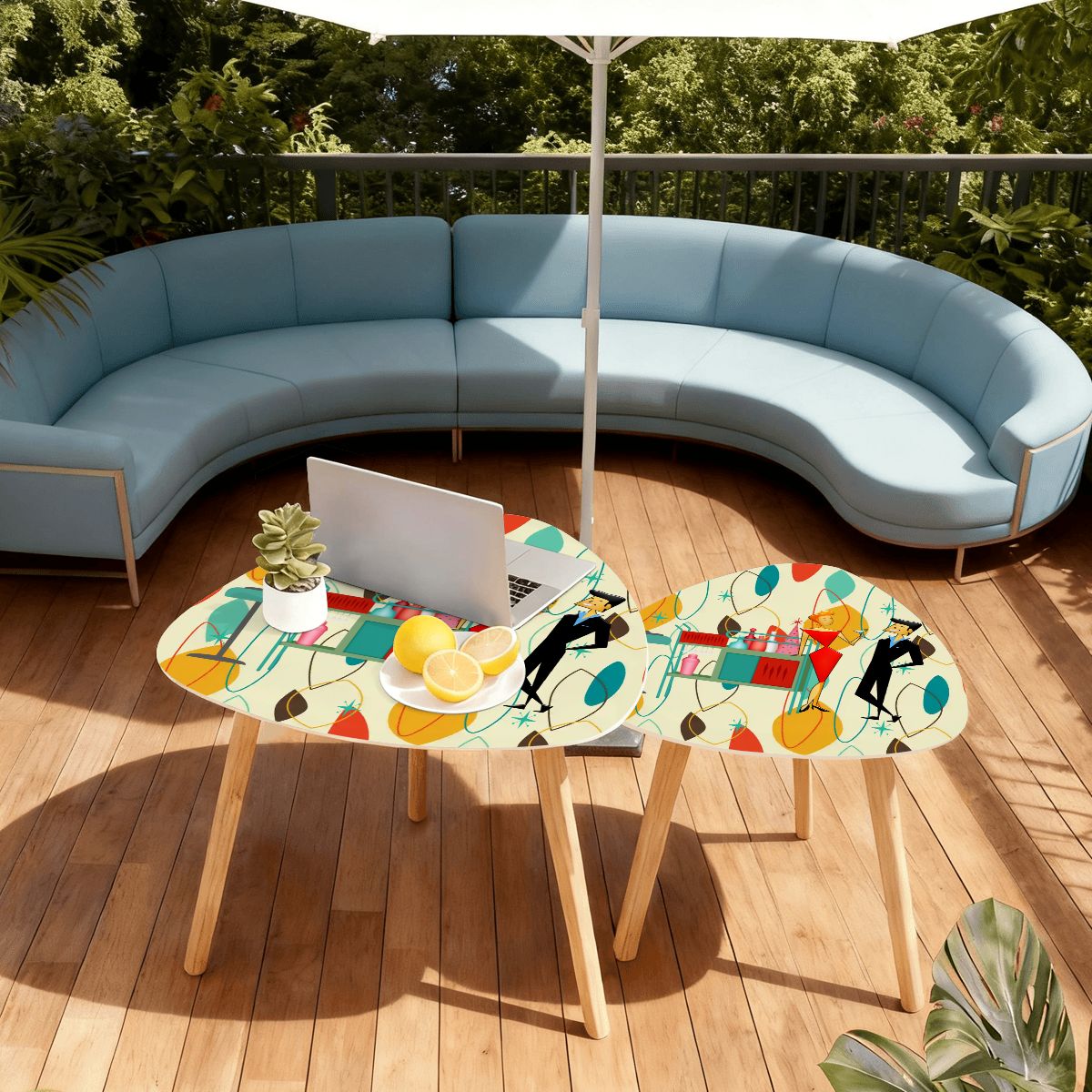 Kate McEnroe New York Atomic Age Bar Lounge Design Nesting Tables, Mid Century Modern Cocktail Party FurnitureNesting TablesnxPFDeNkezOlt