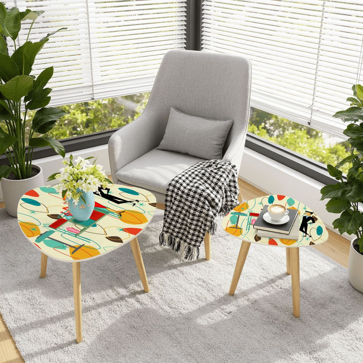 Kate McEnroe New York Atomic Age Bar Lounge Design Nesting Tables, Mid Century Modern Cocktail Party FurnitureNesting TablesnxPFDeNkezOlt