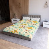 Kate McEnroe New York Atomic Age Boomerang Duvet Cover, 1950s Mid Century Modern Bedding in Cream, Aqua and Mustard - KM13849923Duvet Covers26772420656914812653