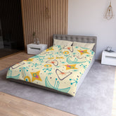 Kate McEnroe New York Atomic Age Boomerang Duvet Cover, 1950s Mid Century Modern Bedding in Cream, Aqua and Mustard - KM13849923Duvet Covers26772420656914812653