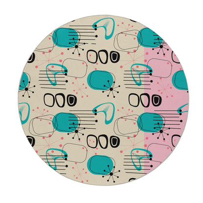 Kate McEnroe New York Atomic Age Boomerang Starburst Rug, 50s Sputnik MCM Aqua Pink Indoor CarpetRugs