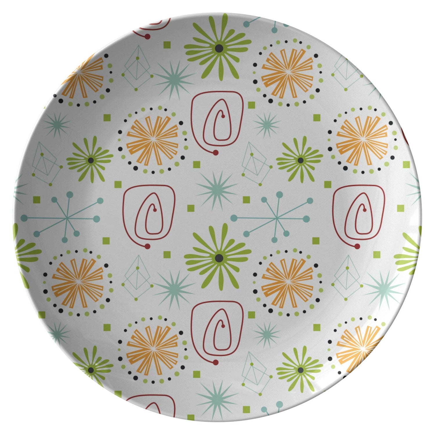 teelaunch Atomic Age Dinner Plate, Mid Century Modern Dining Decor, Retro Chic Dish Kitchenware