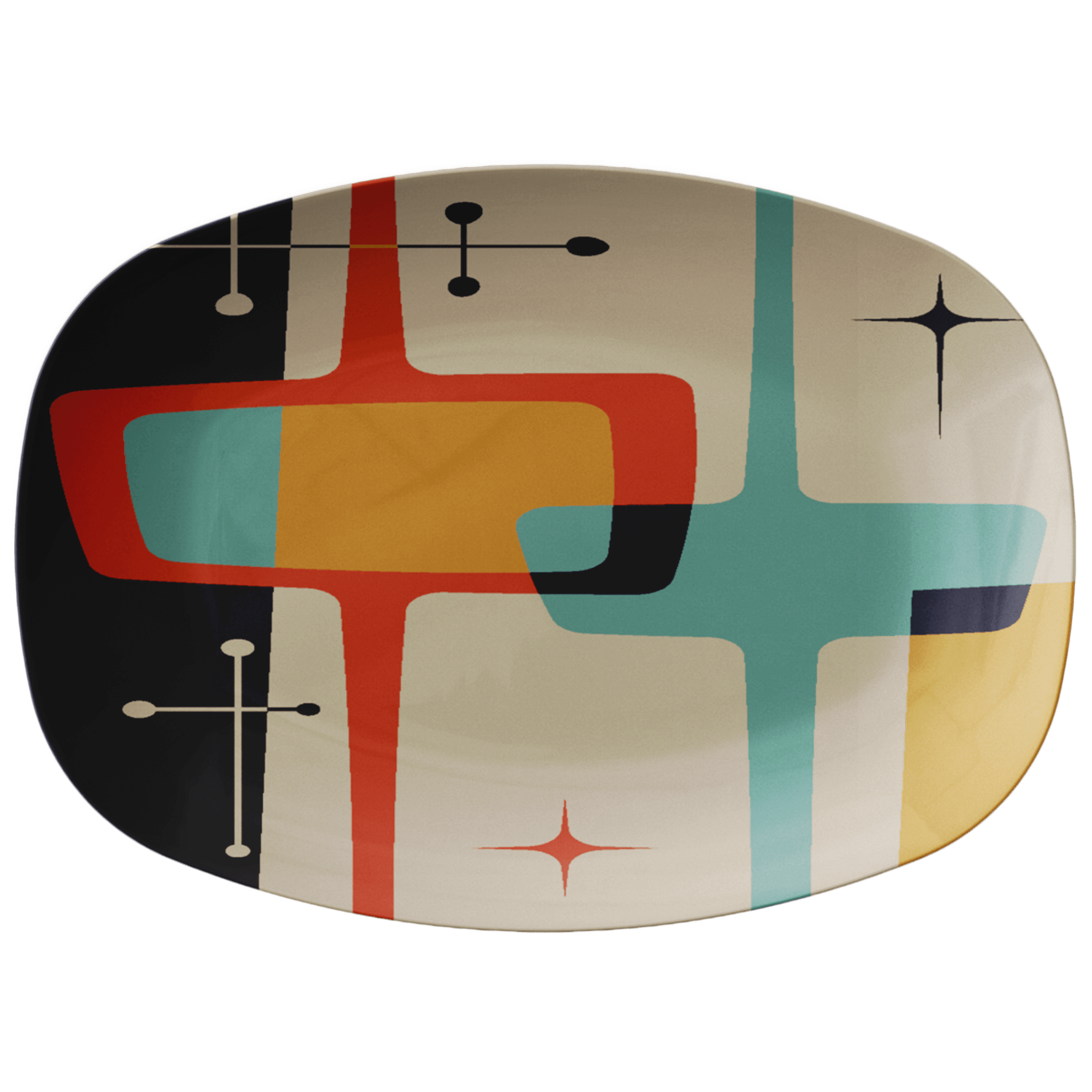 Kate McEnroe New York Atomic Age Geometric Serving Platter, Retro Mid Century Modern DishServing Platters