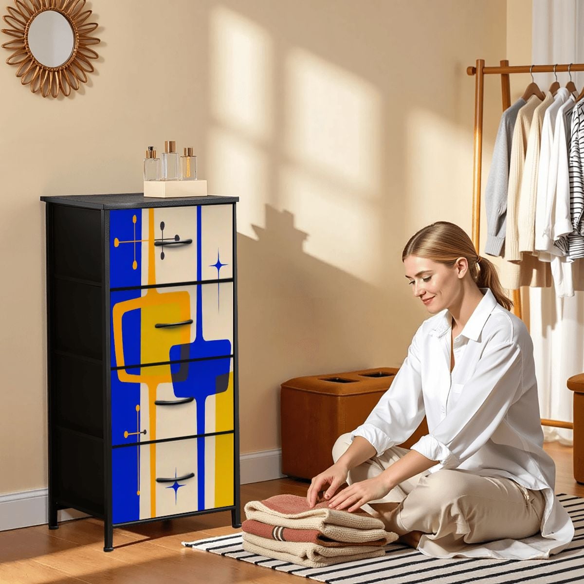 Kate McEnroe New York Atomic Age Retro Abstract Starburst Mid Century Modern 4 Drawer DresserDressersrch7Zpfmuh