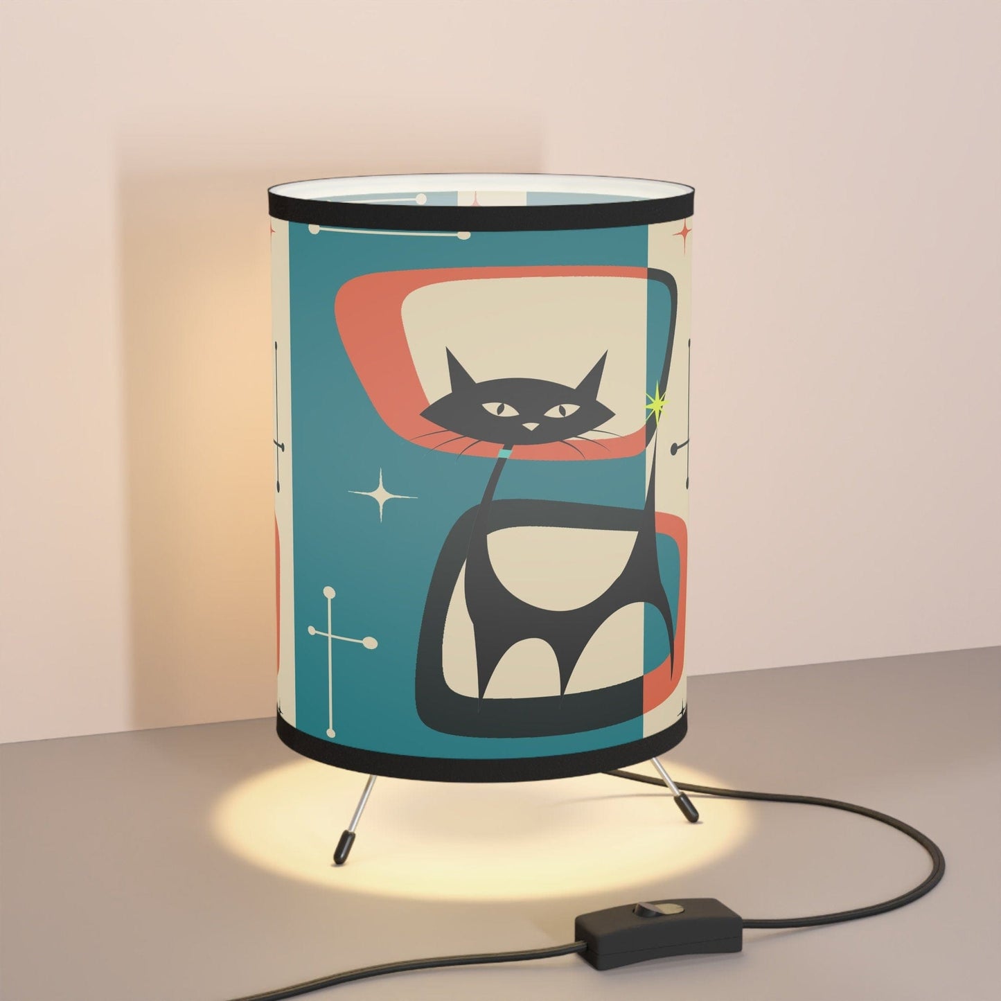 Kate McEnroe New York Atomic Black Cat Mid Century Modern Tripod Lamp Lamps 22354496605361167702