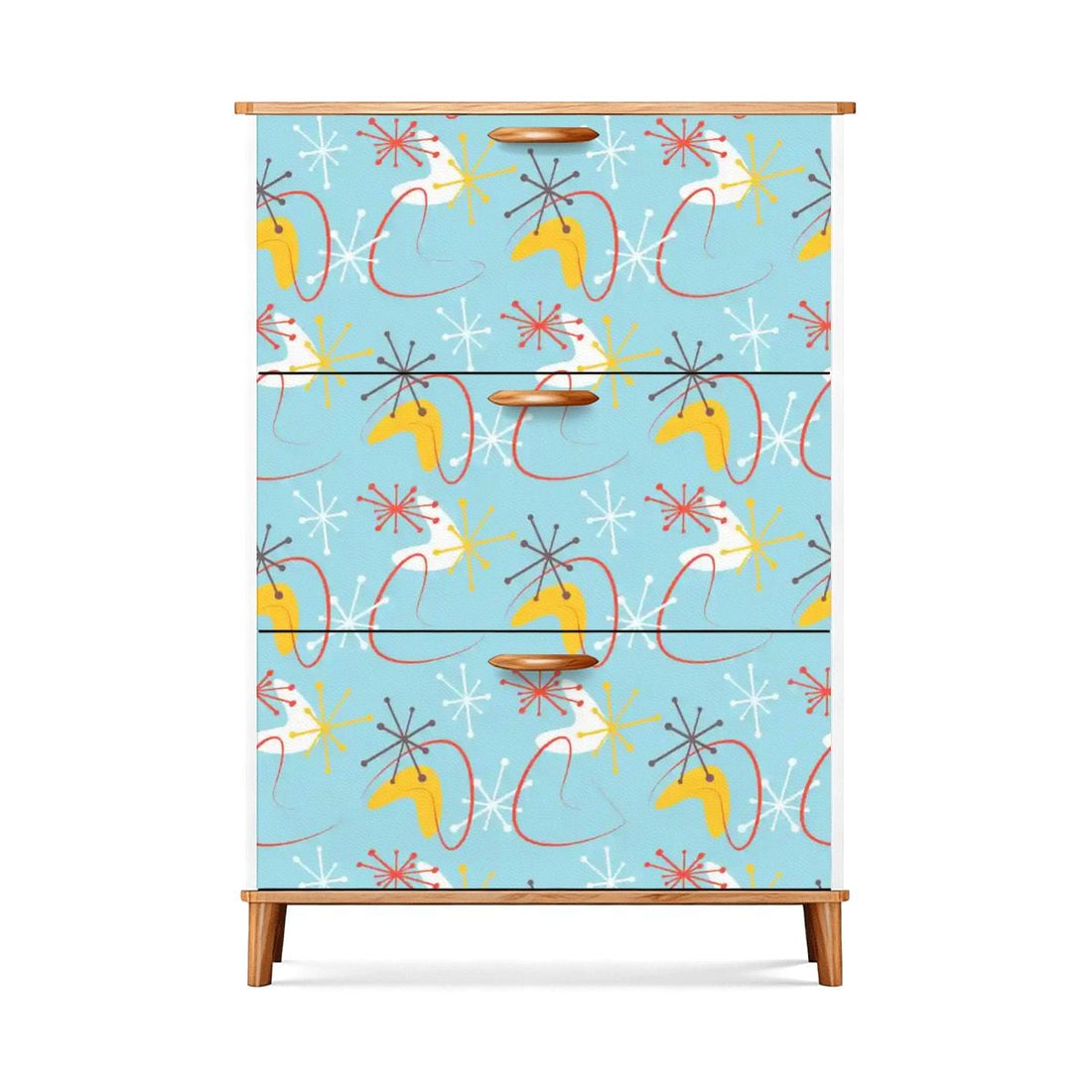 Kate McEnroe New York Atomic Blue Boomerang Starburst Retro Mid Century Modern Shoe CabinetShoe StorageI4pR6qOO8F