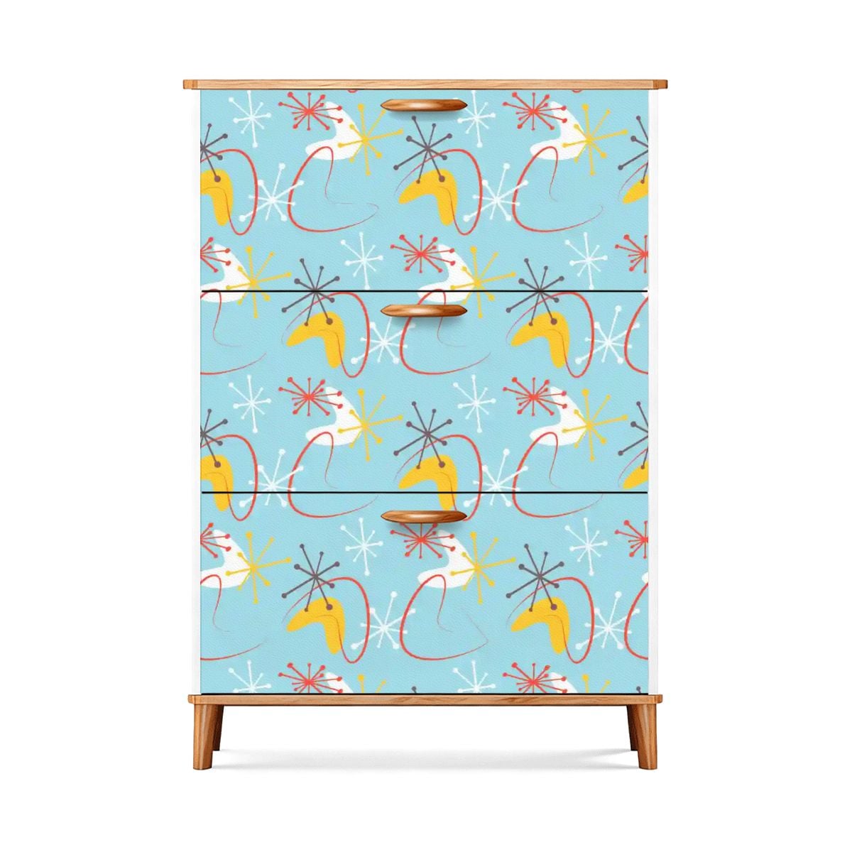 Kate McEnroe New York Atomic Blue Boomerang Starburst Retro Mid Century Modern Shoe CabinetShoe StorageI4pR6qOO8F