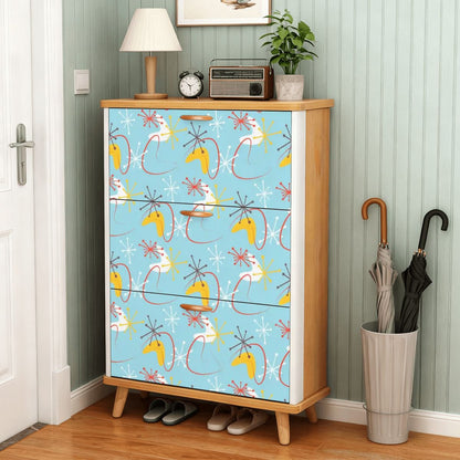 Kate McEnroe New York Atomic Blue Boomerang Starburst Retro Mid Century Modern Shoe CabinetShoe StorageI4pR6qOO8F