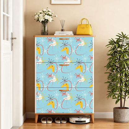 Kate McEnroe New York Atomic Blue Boomerang Starburst Retro Mid Century Modern Shoe CabinetShoe StorageI4pR6qOO8F