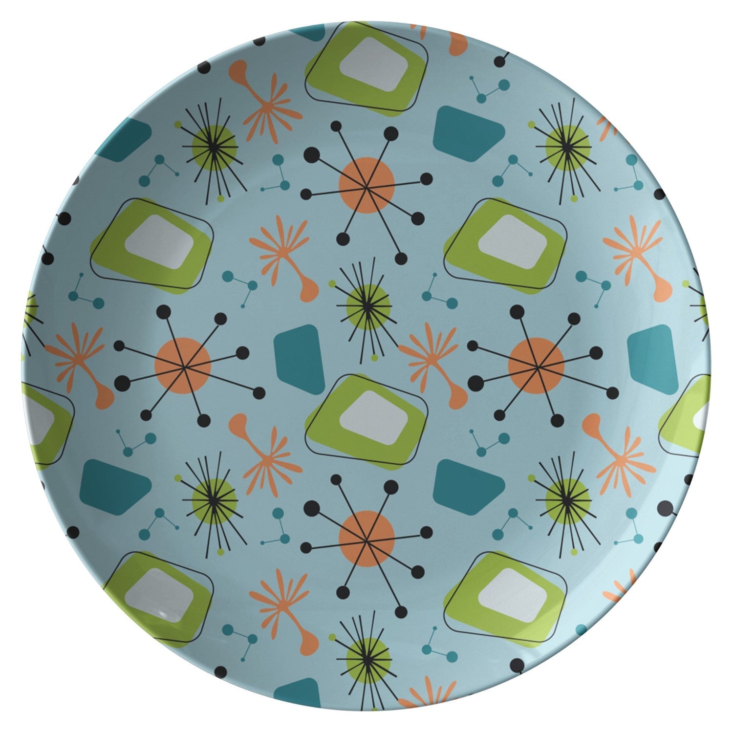 Kate McEnroe New York Atomic Boomerang Dinner Plate, Teal, Mint Green Mid Century Modern DishPlatesP22 - MID - BOM - 81S