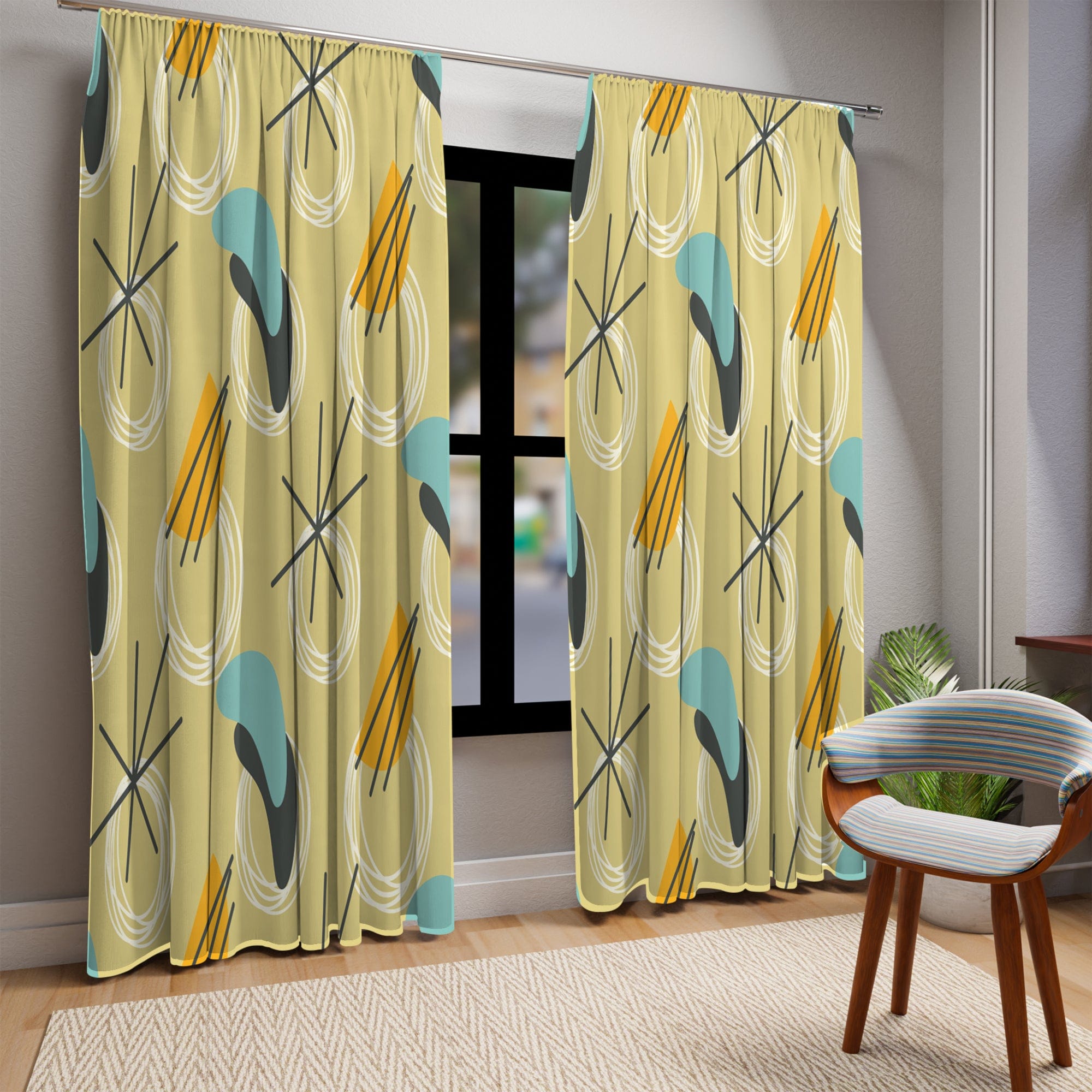 Kate McEnroe New York Atomic Boomerang Mid Century 1950s Retro Window CurtainsWindow CurtainsCurtainBlackout - 50x84 - DoublePanel - 20221203150540953