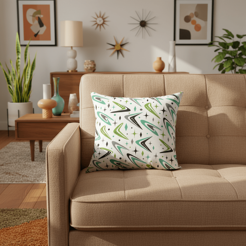 Kate McEnroe New York Atomic Boomerang Mid Century Modern Retro Throw PillowThrow Pillows13655234473010598114