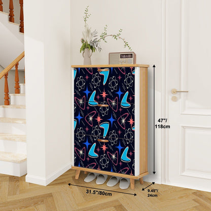 Kate McEnroe New York Atomic Boomerang Mid Century Modern Shoe Cabinet, Retro Starburst Storage UnitShoe Storagey3qqdjGvMS