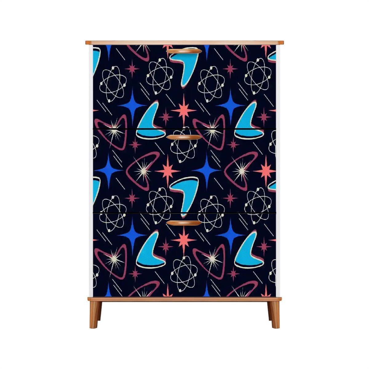 Kate McEnroe New York Atomic Boomerang Mid Century Modern Shoe Cabinet, Retro Starburst Storage UnitShoe Storagey3qqdjGvMS