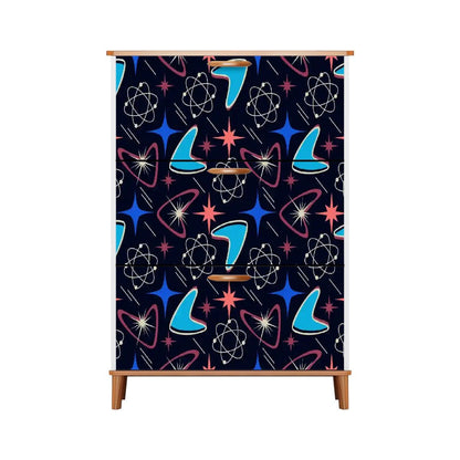 Kate McEnroe New York Atomic Boomerang Mid Century Modern Shoe Cabinet, Retro Starburst Storage UnitShoe Storagey3qqdjGvMS