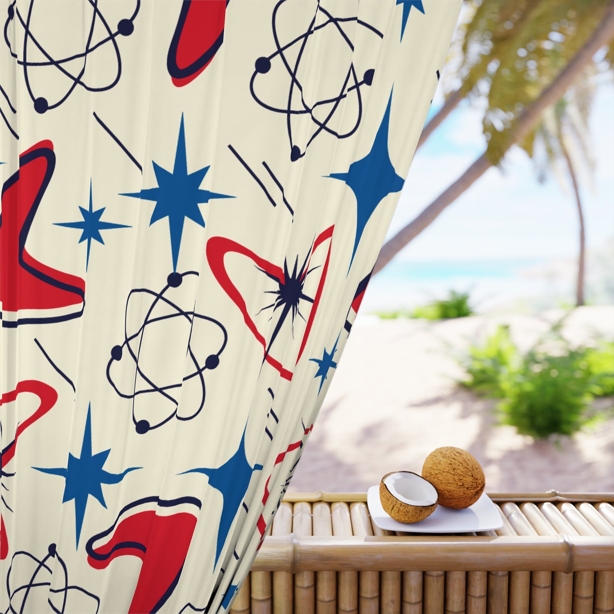 Kate McEnroe New York Atomic Boomerang Mid Century Modern Window CurtainsWindow CurtainsW3D-ATO-RED-BO1