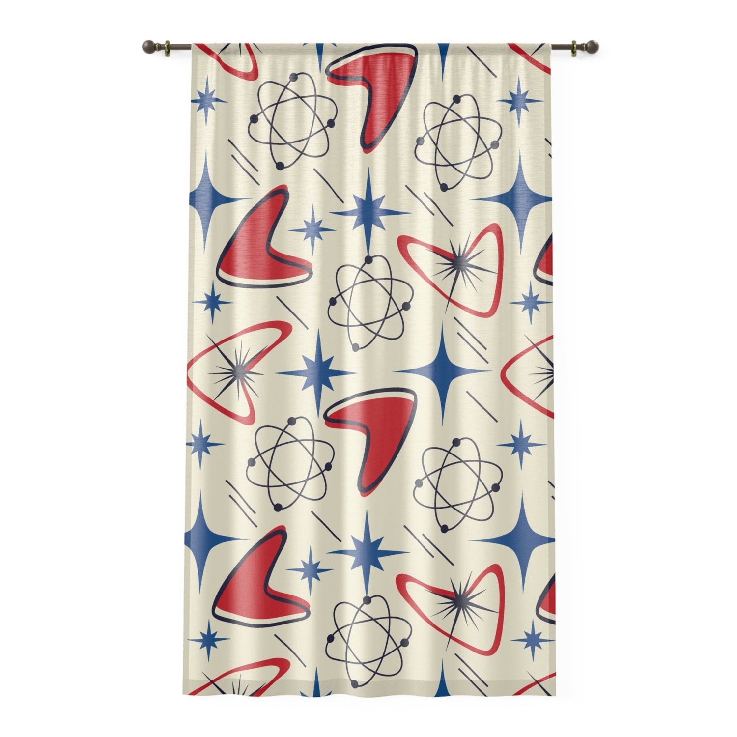 Kate McEnroe New York Atomic Boomerang Mid Century Modern Window CurtainsWindow CurtainsW3D-ATO-RED-BO1