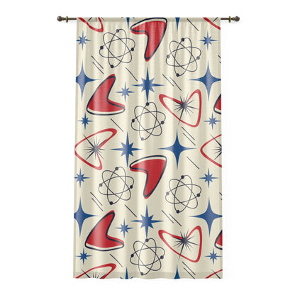 Kate McEnroe New York Atomic Boomerang Mid Century Modern Window CurtainsWindow CurtainsW3D-ATO-RED-BO1