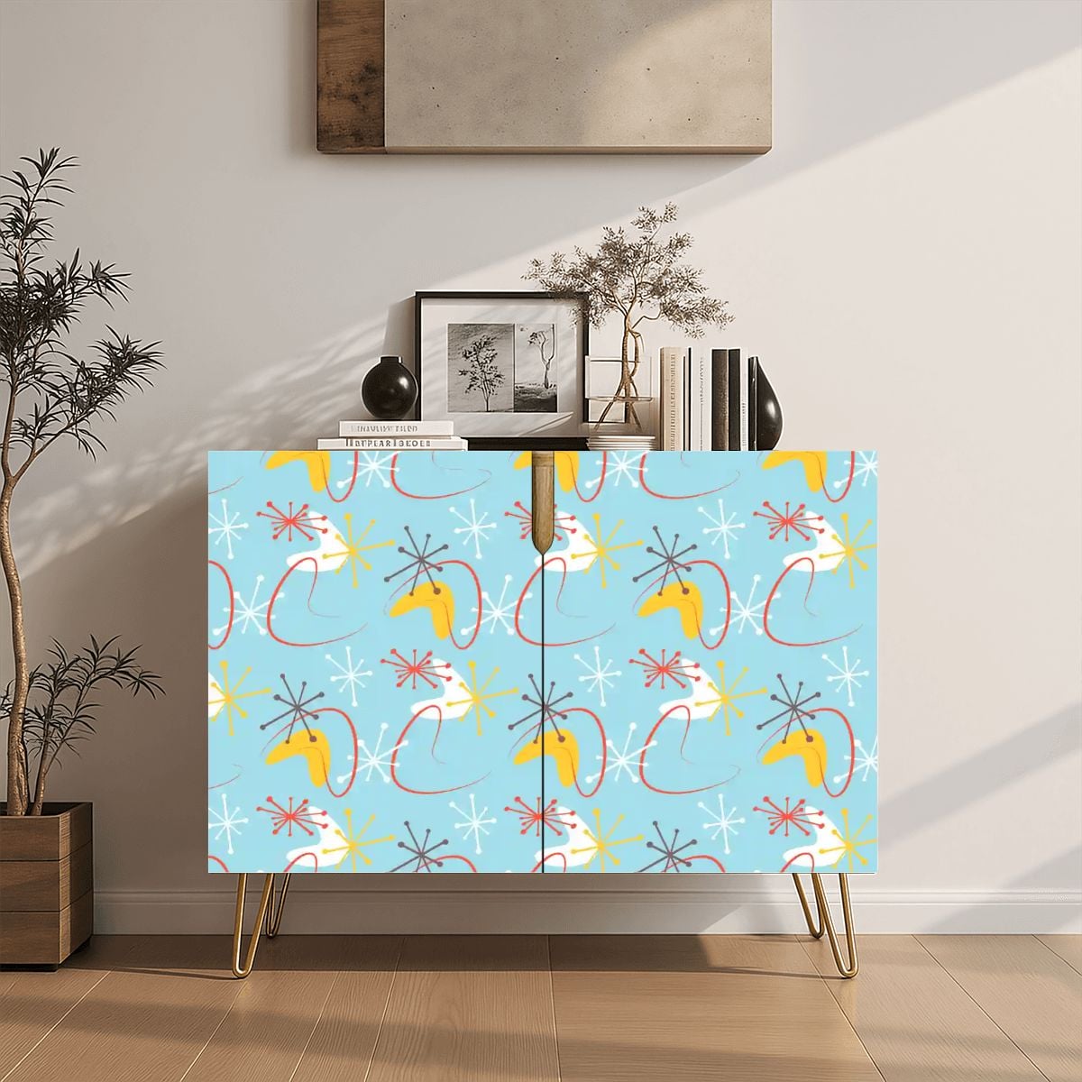 Kate McEnroe New York Atomic Boomerang Retro Starburst Mid Century Modern Storage CabinetStorage CabinetsUlrOgQibgj