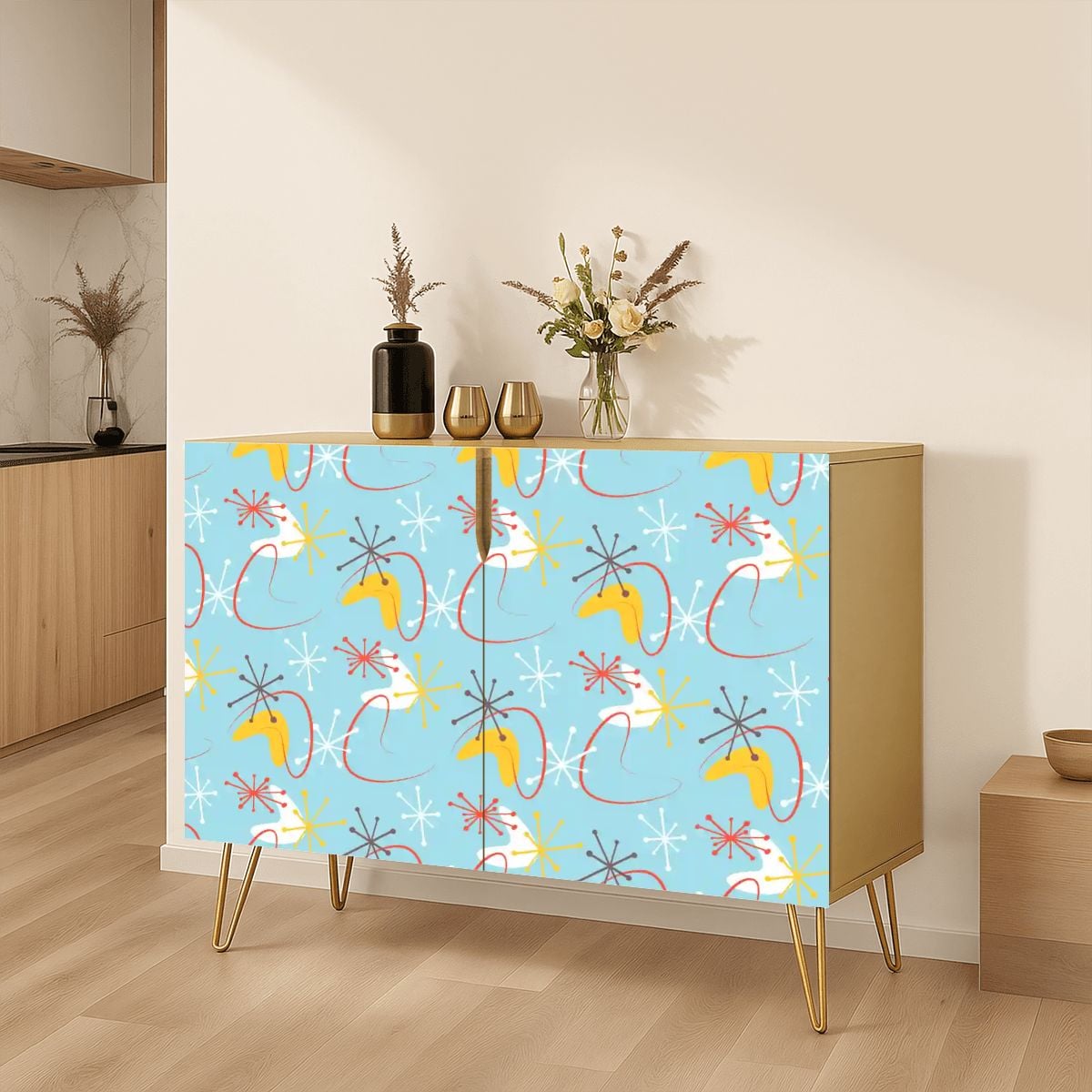 Kate McEnroe New York Atomic Boomerang Retro Starburst Mid Century Modern Storage CabinetStorage CabinetsUlrOgQibgj