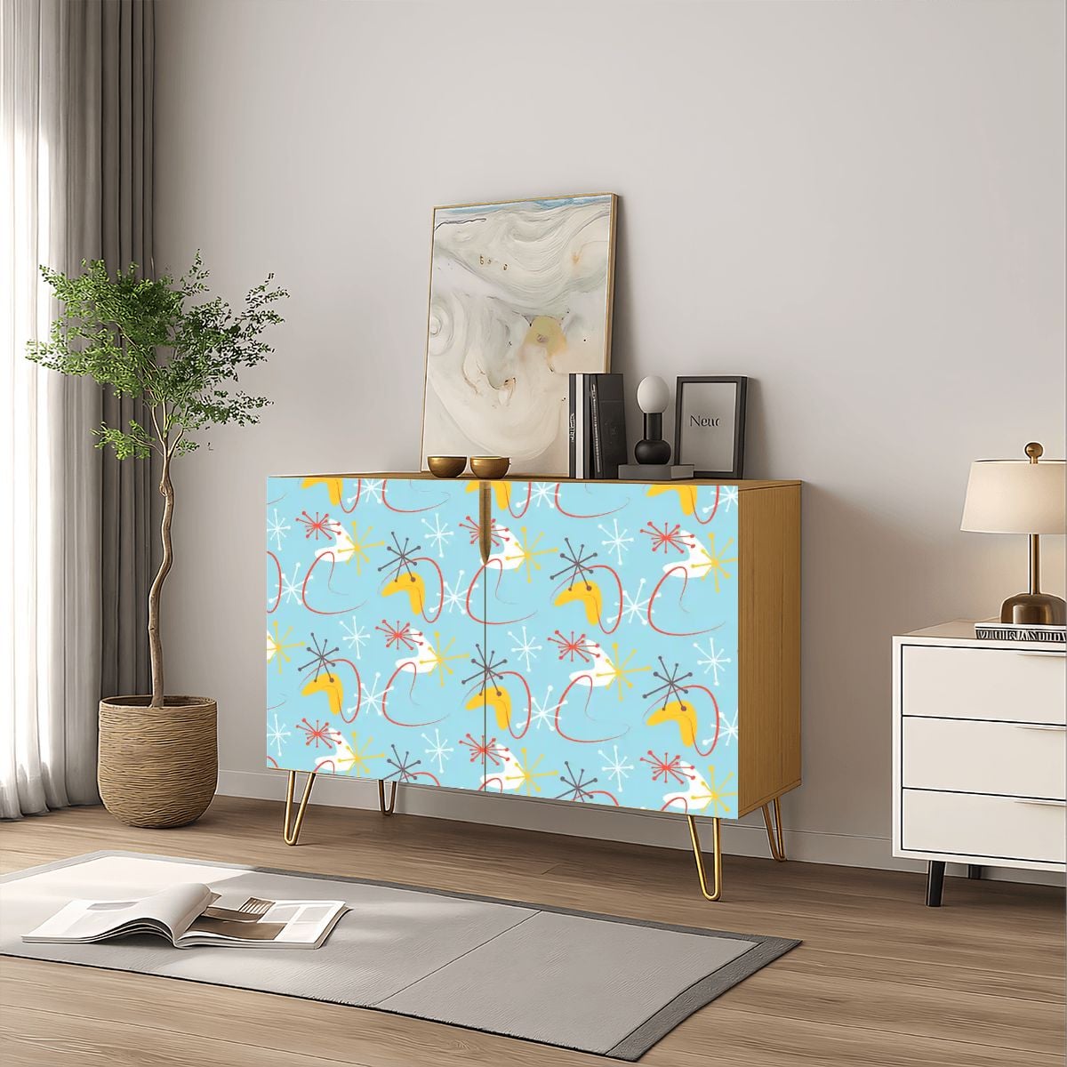 Kate McEnroe New York Atomic Boomerang Retro Starburst Mid Century Modern Storage CabinetStorage CabinetsUlrOgQibgj