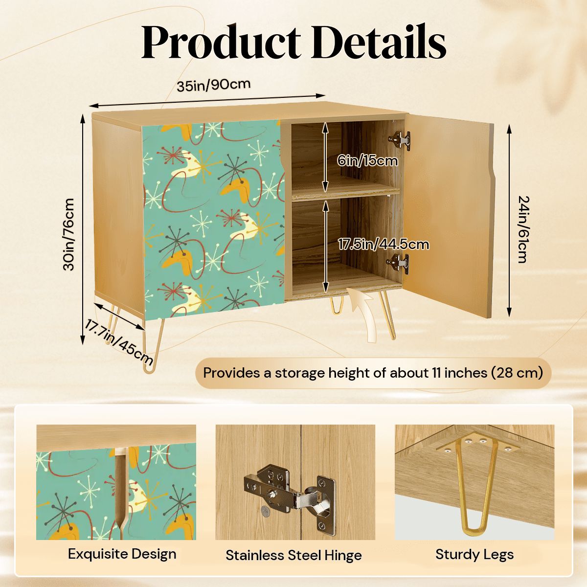 Kate McEnroe New York Atomic Boomerang Retro Starburst Mid Century Modern Storage CabinetStorage CabinetsUlrOgQibgj