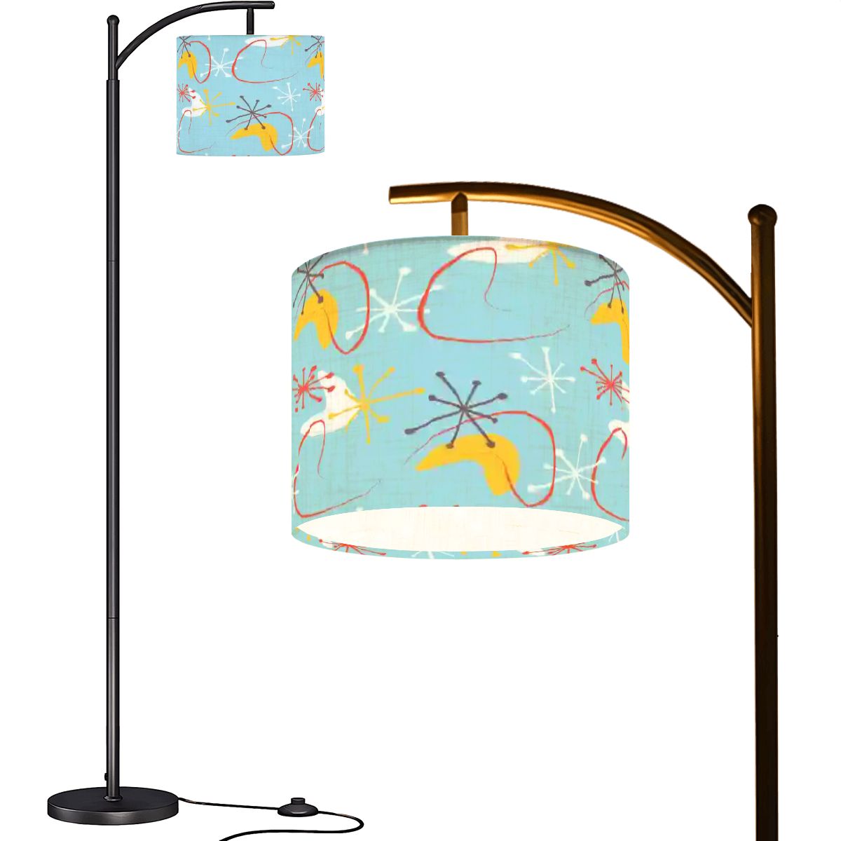 Kate McEnroe New York Atomic Boomerang Starburst Mid Century Modern Aqua Arc Floor LampArc Floor Lampspc3Z8THetD