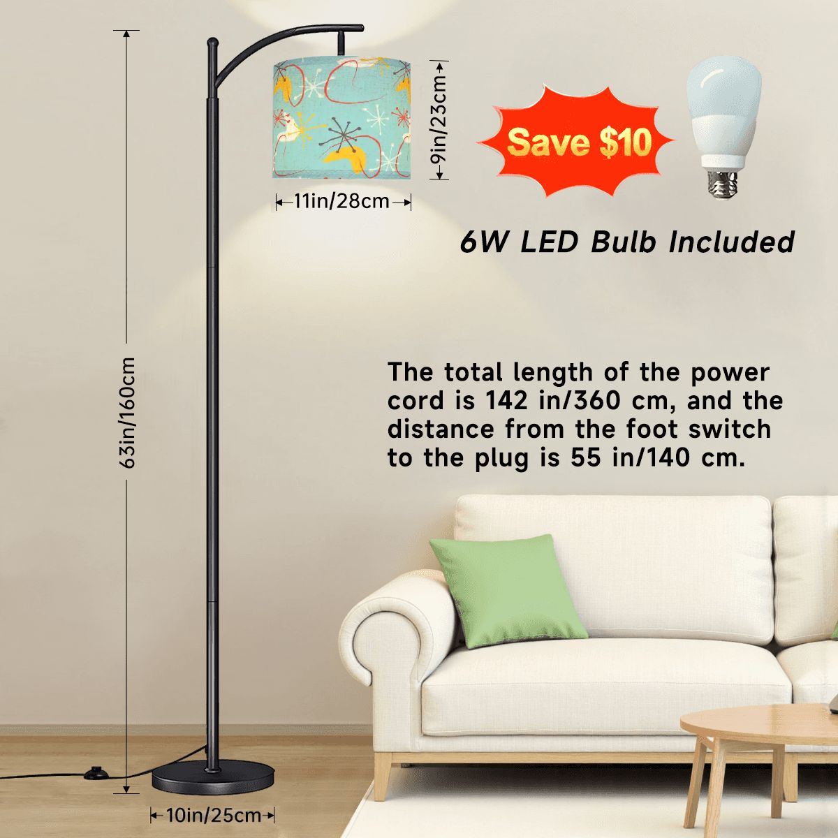 Kate McEnroe New York Atomic Boomerang Starburst Mid Century Modern Aqua Arc Floor LampArc Floor Lampspc3Z8THetD