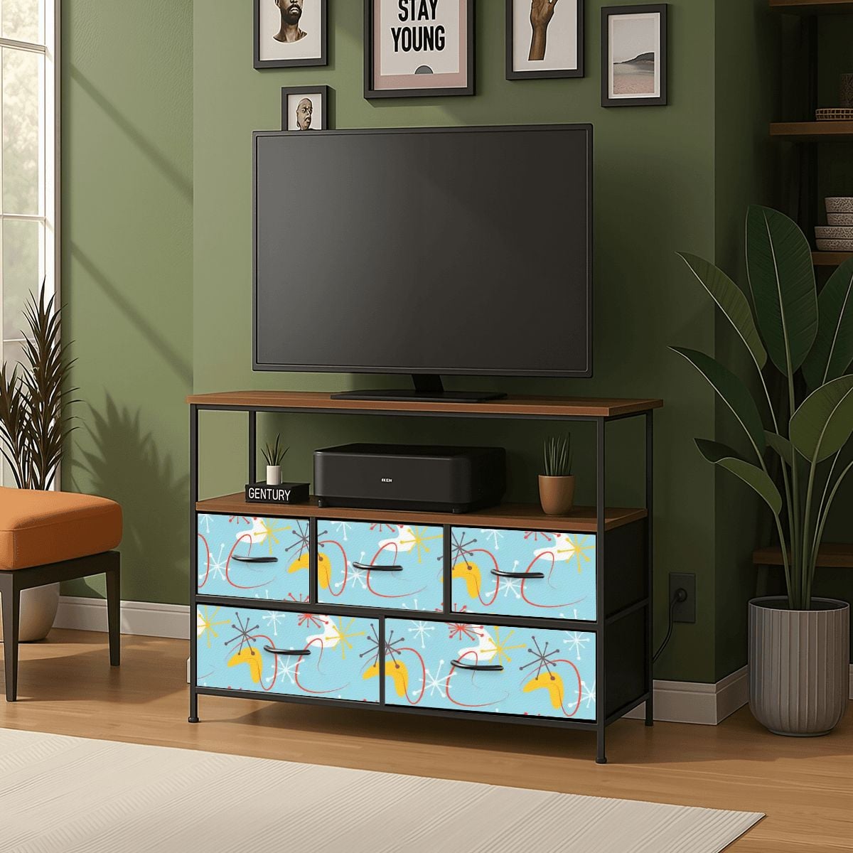 Kate McEnroe New York Atomic Boomerang Starburst TV Stand Retro Mid Century Modern StorageTV StandsG8BsA6dNjA