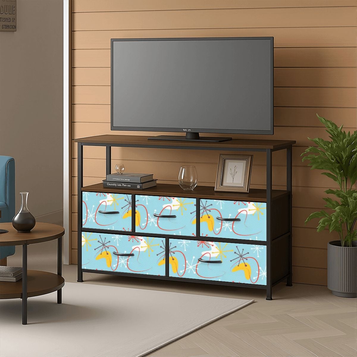 Kate McEnroe New York Atomic Boomerang Starburst TV Stand Retro Mid Century Modern StorageTV StandsG8BsA6dNjA