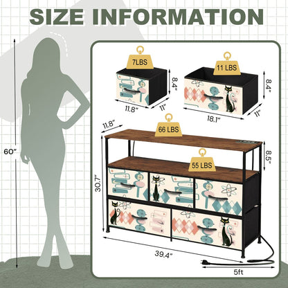 Kate McEnroe New York Atomic Cat 5 - Drawer TV Stand, Mid Century Modern Retro StorageTV Stands79SewOqmz3