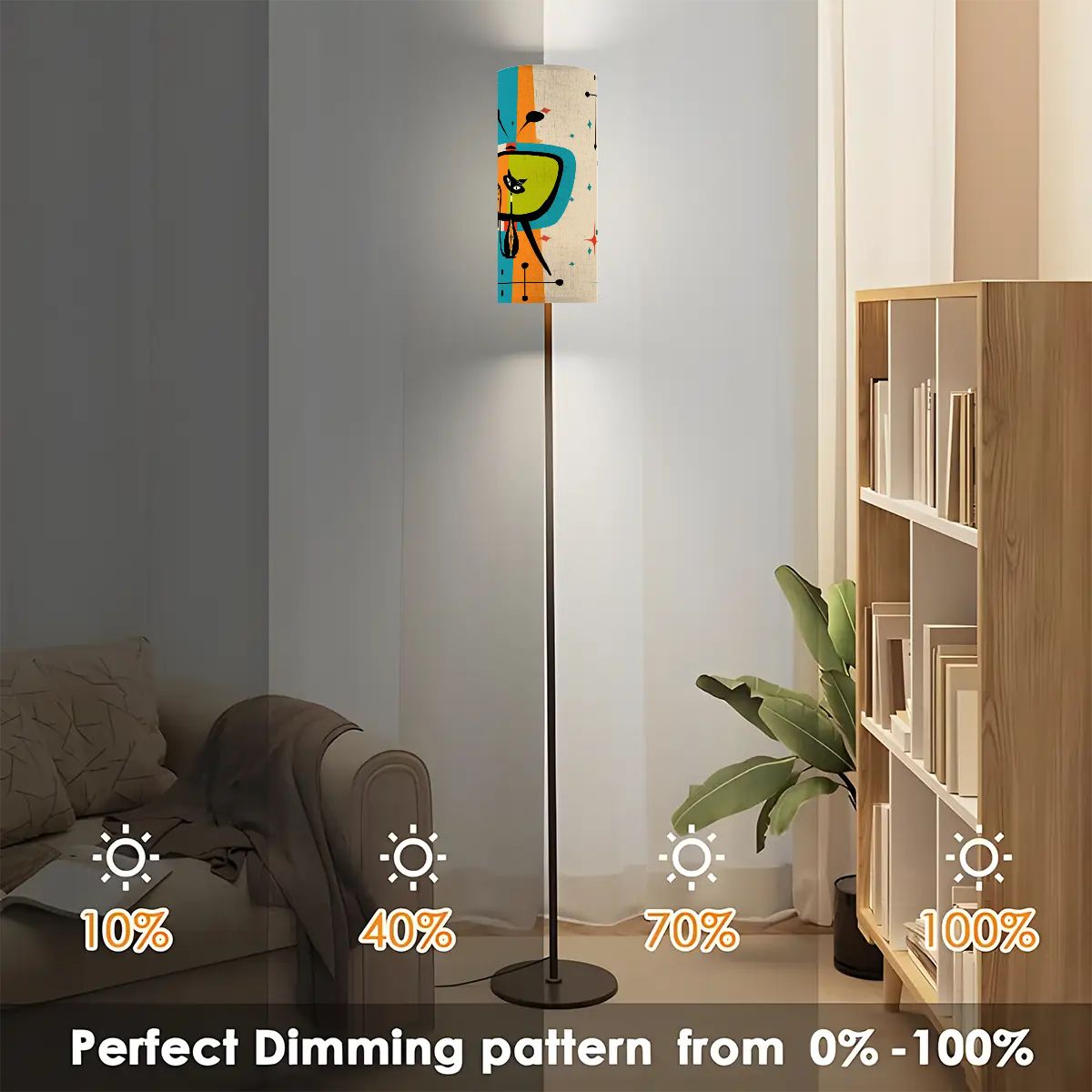 Kate McEnroe New York Atomic Cat 50s Mid Century Modern Floor Lamp, Retro Space Age Kitsch TV Art LightFloor Lamps86qtQ5ceVy