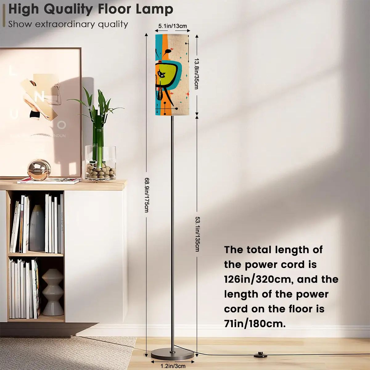 Kate McEnroe New York Atomic Cat 50s Mid Century Modern Floor Lamp, Retro Space Age Kitsch TV Art LightFloor Lamps86qtQ5ceVy