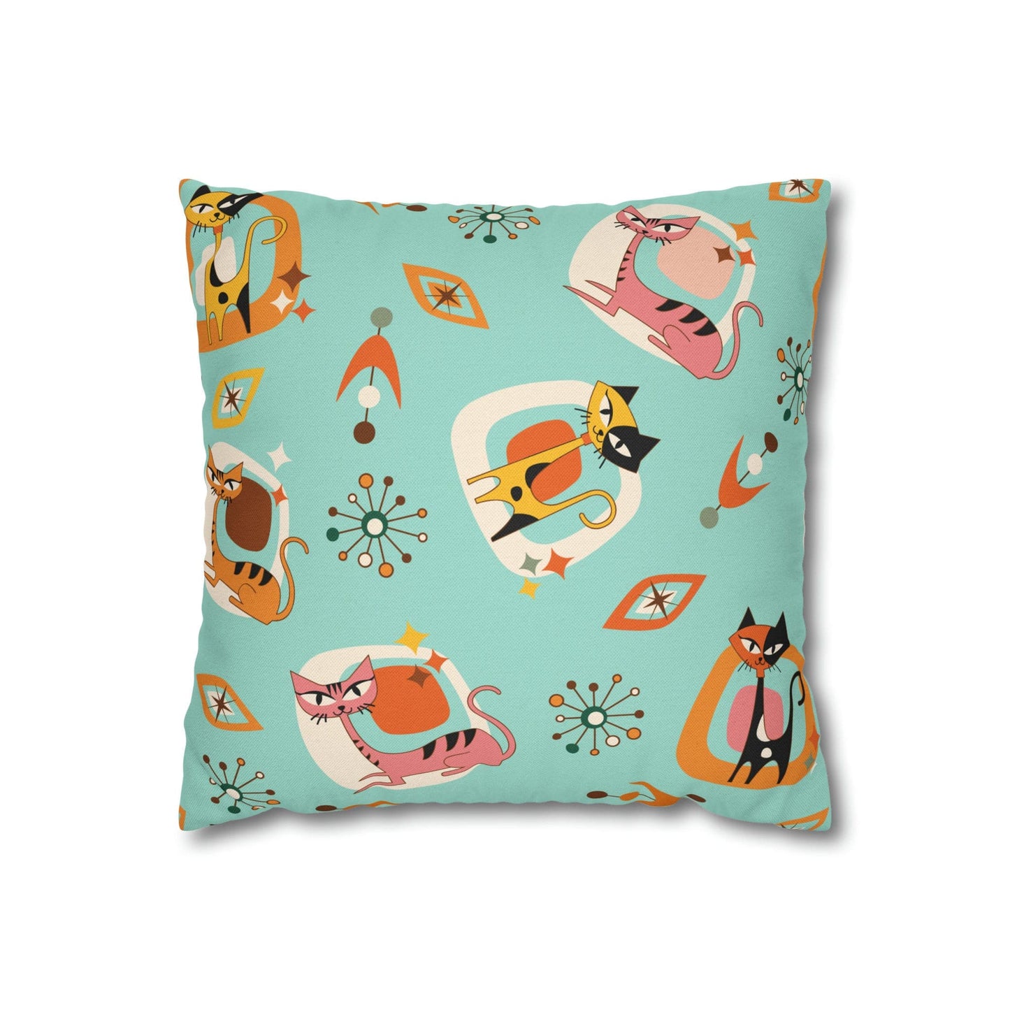 Kate McEnroe New York Atomic Cat 50s Mid Mod Pillow Cover, Retro Vintage Mid Century Modern Cushion Covers, Sputnik Kitschy Living Room, Bedroom Decor Throw Pillow Covers