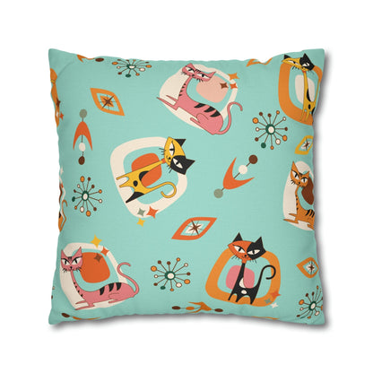 Kate McEnroe New York Atomic Cat 50s Mid Mod Pillow Cover, Retro Vintage Mid Century Modern Cushion Covers, Sputnik Kitschy Living Room, Bedroom Decor Throw Pillow Covers