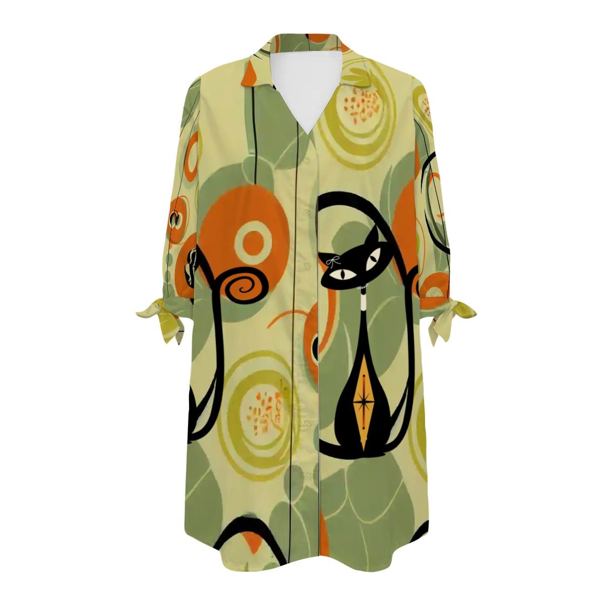 Kate McEnroe New York Atomic Cat 60s Mid Century Modern Retro Beach Cover Up ShirtSwimsuits Cover UpsvXomgwTfBj