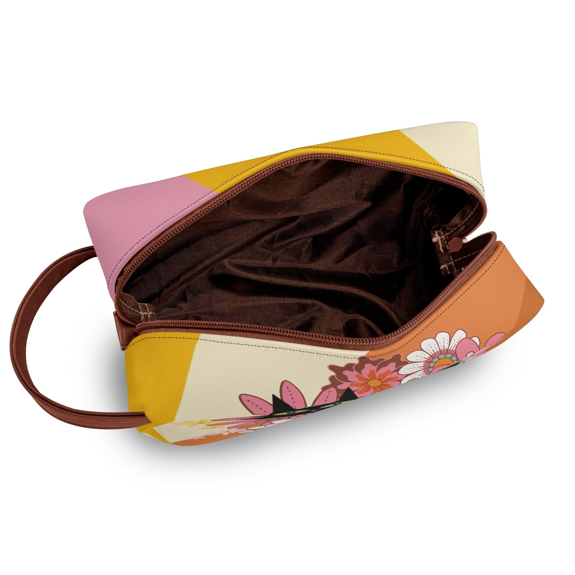 Kate McEnroe New York Atomic Cat 70s Flower Power Toiletry Bag, Retro Groovy Dopp Kit, Mid Century Modern Travel OrganizerCosmetic &amp; Toiletry BagsWLXV55XW - 1