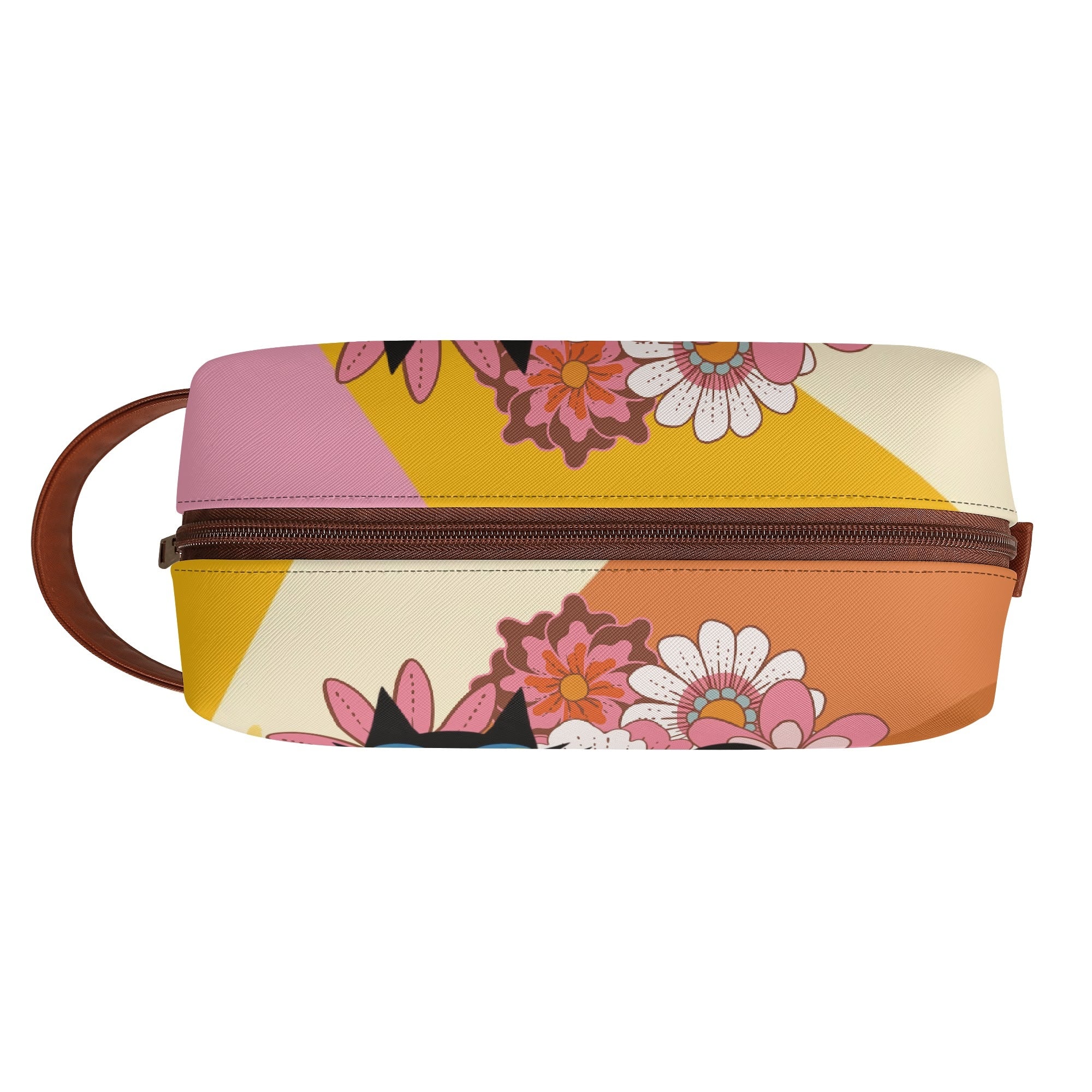 Kate McEnroe New York Atomic Cat 70s Flower Power Toiletry Bag, Retro Groovy Dopp Kit, Mid Century Modern Travel OrganizerCosmetic &amp; Toiletry BagsWLXV55XW - 1