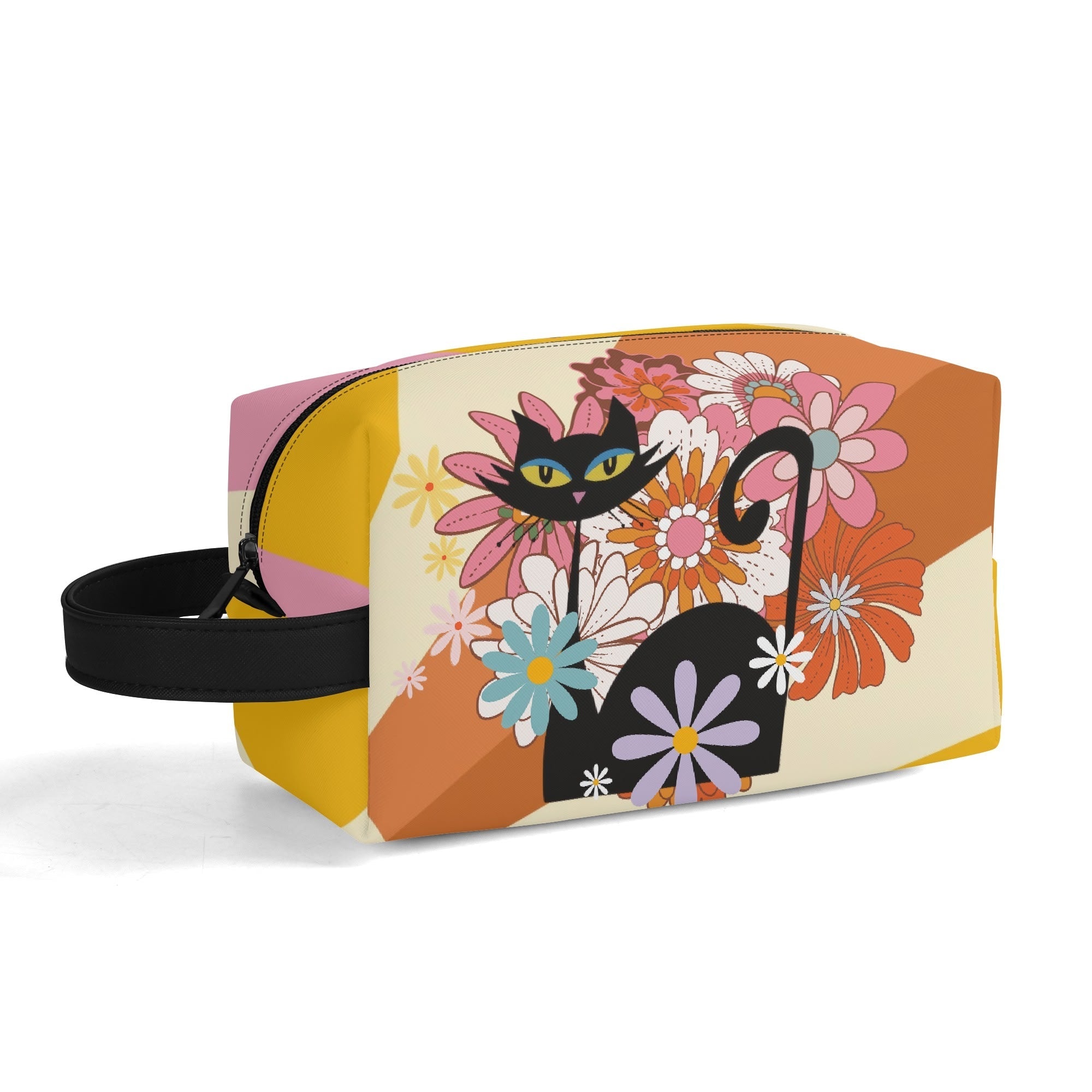 Kate McEnroe New York Atomic Cat 70s Flower Power Toiletry Bag, Retro Groovy Dopp Kit, Mid Century Modern Travel OrganizerCosmetic &amp; Toiletry BagsWLXV55XW - 2