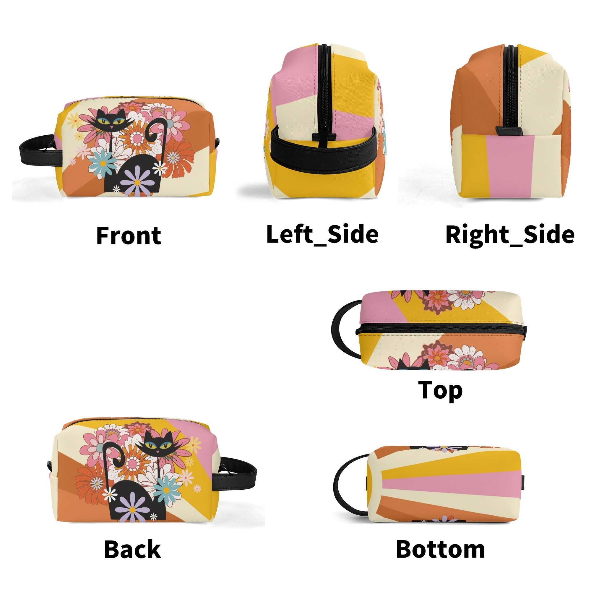 Kate McEnroe New York Atomic Cat 70s Flower Power Toiletry Bag, Retro Groovy Dopp Kit, Mid Century Modern Travel OrganizerCosmetic &amp; Toiletry BagsWLXV55XW - 2