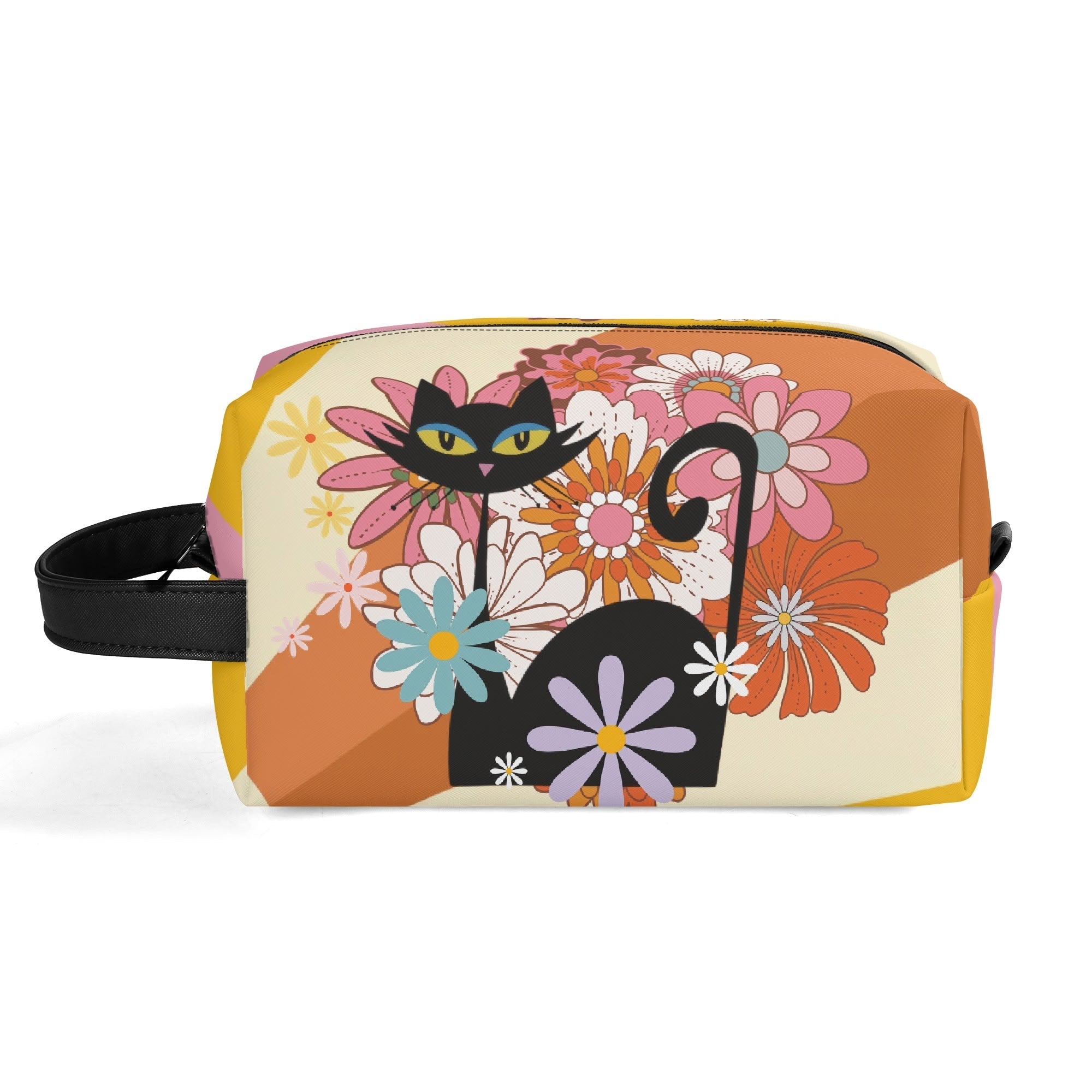 Kate McEnroe New York Atomic Cat 70s Flower Power Toiletry Bag, Retro Groovy Dopp Kit, Mid Century Modern Travel OrganizerCosmetic &amp; Toiletry BagsWLXV55XW - 2