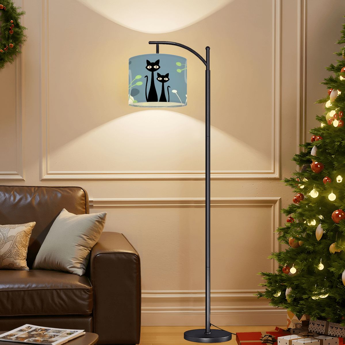 Kate McEnroe New York Atomic Cat Arc Floor Lamp, Mid Century Modern Retro LightingArc Floor LampsRayMMkkHEA