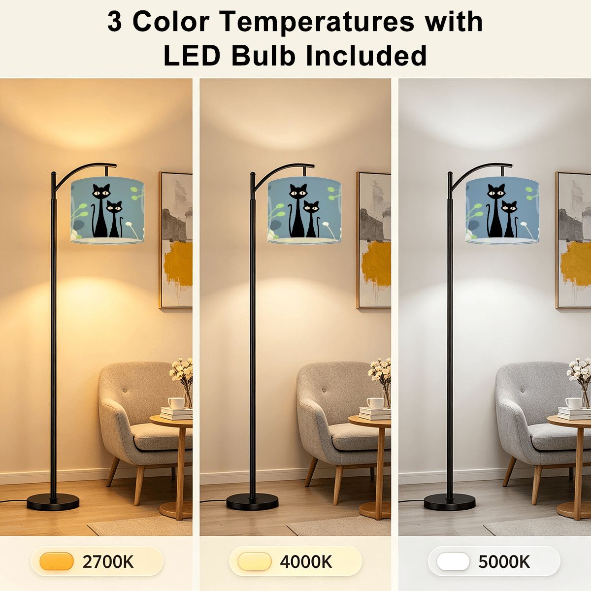 Kate McEnroe New York Atomic Cat Arc Floor Lamp, Mid Century Modern Retro LightingArc Floor LampsRayMMkkHEA
