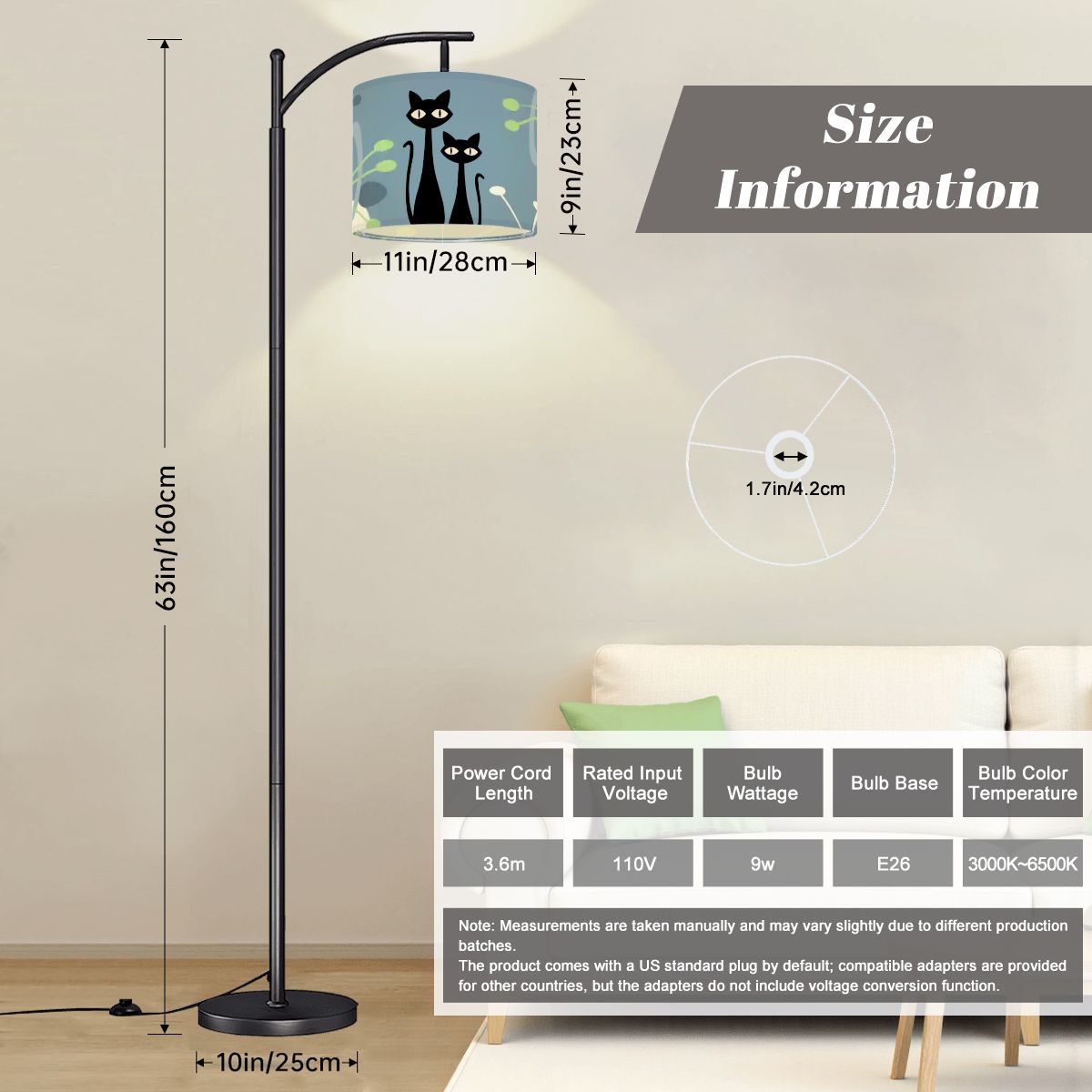 Kate McEnroe New York Atomic Cat Arc Floor Lamp, Mid Century Modern Retro LightingArc Floor LampsRayMMkkHEA