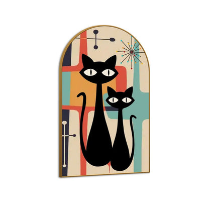 Kate McEnroe New York Atomic Cat Arched Wall Art, Mid Century Modern Abstract Canvas, Retro MCM Kitsch DecorCanvas Wall ArtiEwksaZRKu