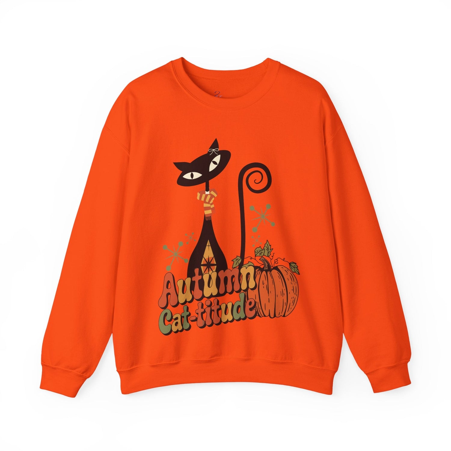 Kate McEnroe New York Atomic Cat Autumn Cat - titude Sweatshirt, Mid Century Modern Retro Fall Cozy PulloverSweatshirts12062434260787492383