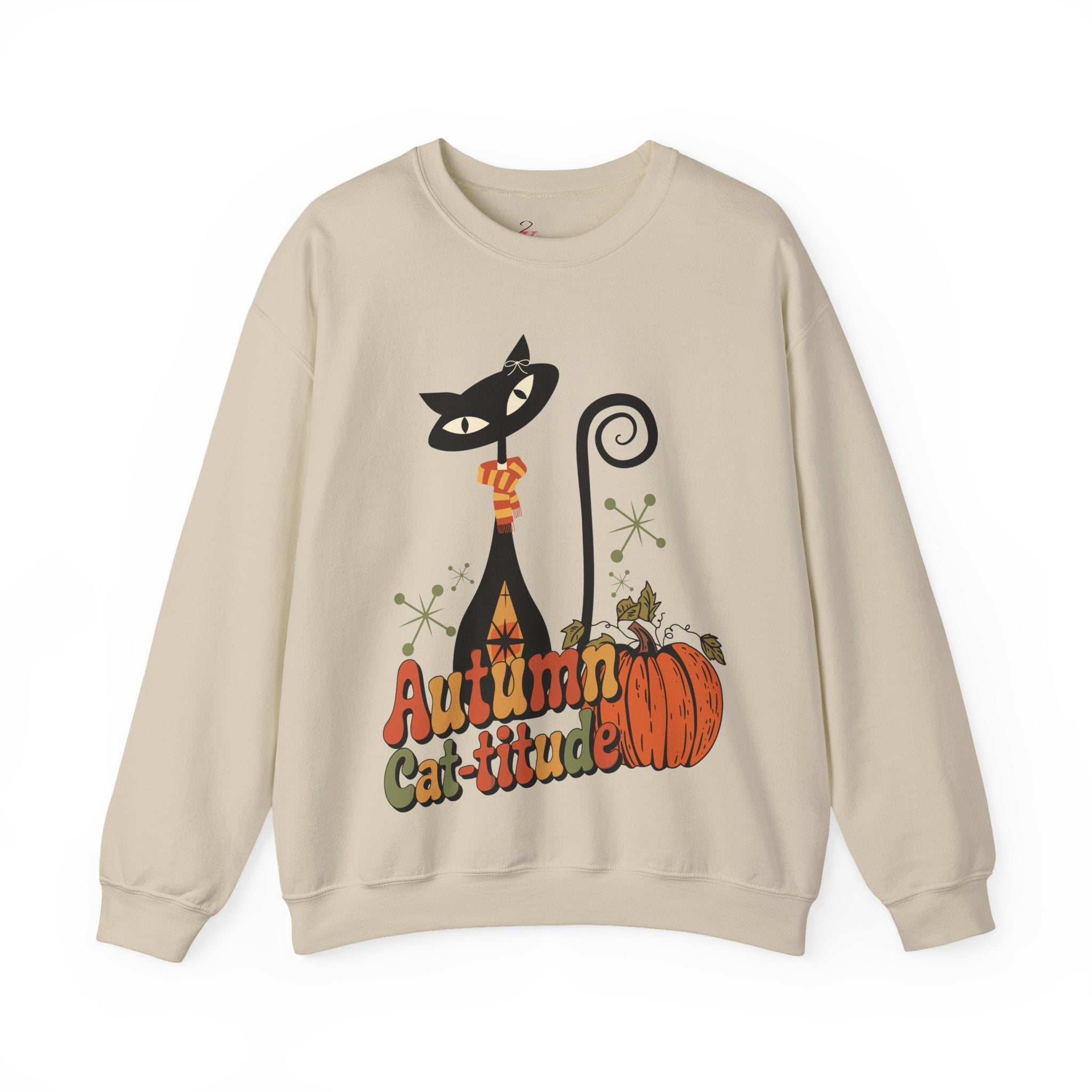 Kate McEnroe New York Atomic Cat Autumn Cat - titude Sweatshirt, Mid Century Modern Retro Fall Cozy PulloverSweatshirts13266756695866857601