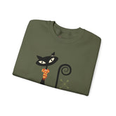 Kate McEnroe New York Atomic Cat Autumn Cat - titude Sweatshirt, Mid Century Modern Retro Fall Cozy PulloverSweatshirts18188084602911744285