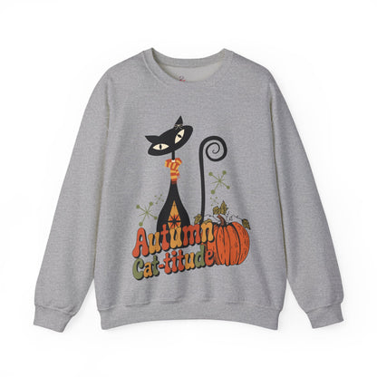 Kate McEnroe New York Atomic Cat Autumn Cat - titude Sweatshirt, Mid Century Modern Retro Fall Cozy PulloverSweatshirts32668259556497046680