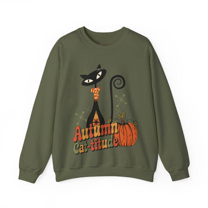 Kate McEnroe New York Atomic Cat Autumn Cat - titude Sweatshirt, Mid Century Modern Retro Fall Cozy PulloverSweatshirts33767948593839405754